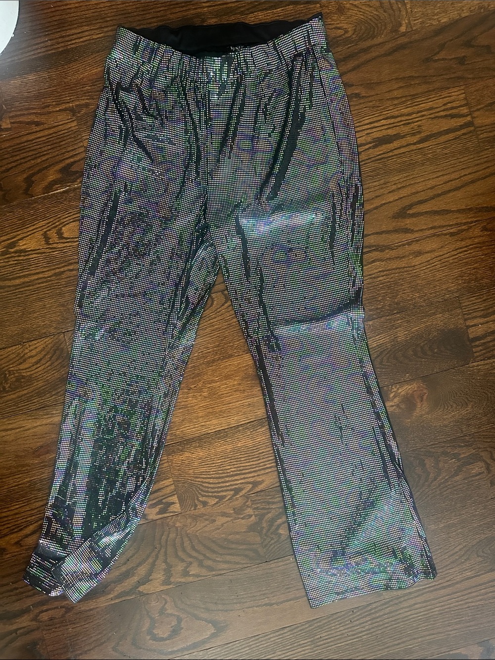 VENUS Iridescent Holographic Pants - Black Base with Rainbow Sheen